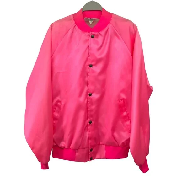 Vintage West Ark Pink Satin Bomber Jacket Women's XL Made in USA Used - Picture 16 of 16